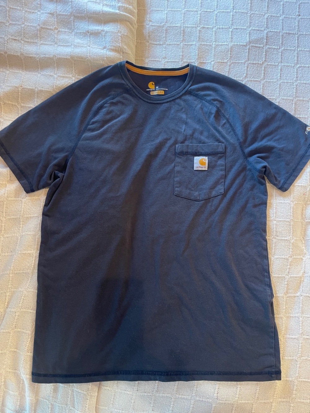Carhartt Navy Short-Sleeve Pocket Tee with Logo Patch
